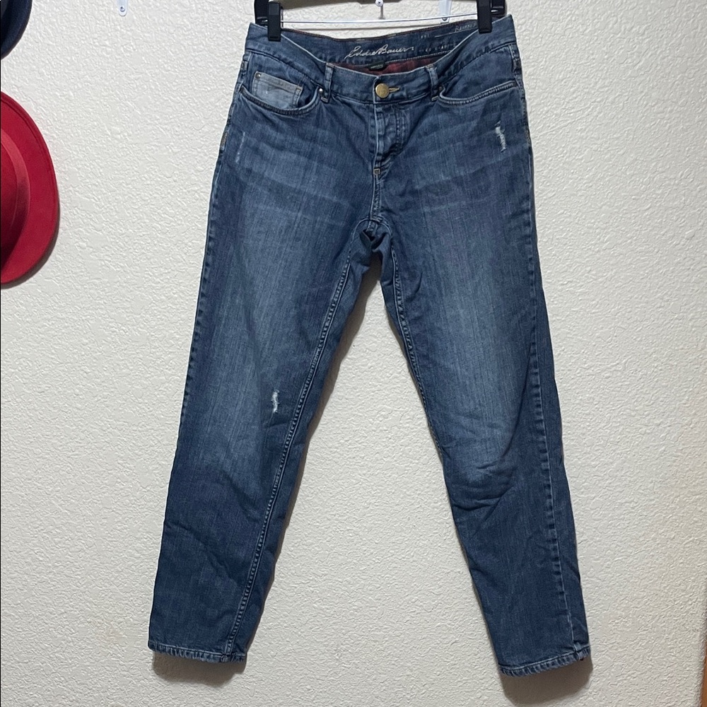 Eddie Bauer Women's Flannel Lined Dark Blue Jeans. Good Condition. Size 6.